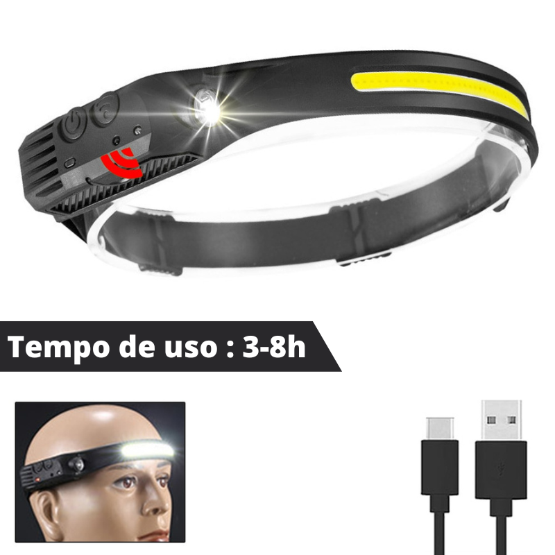 Lanterna de Cabeça Recarregável USB com Sensor - LightVision - Tiger Express